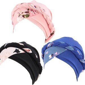 3 Pack Womens Printed Turban Hat Head Wraps Covers Chemo Cancer Beanies Cap Head
